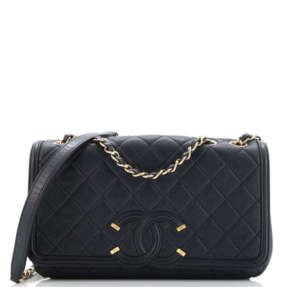 Chanel Filigree Flap Bag Quilted Caviar #184888C39B - Picture 1 of 10